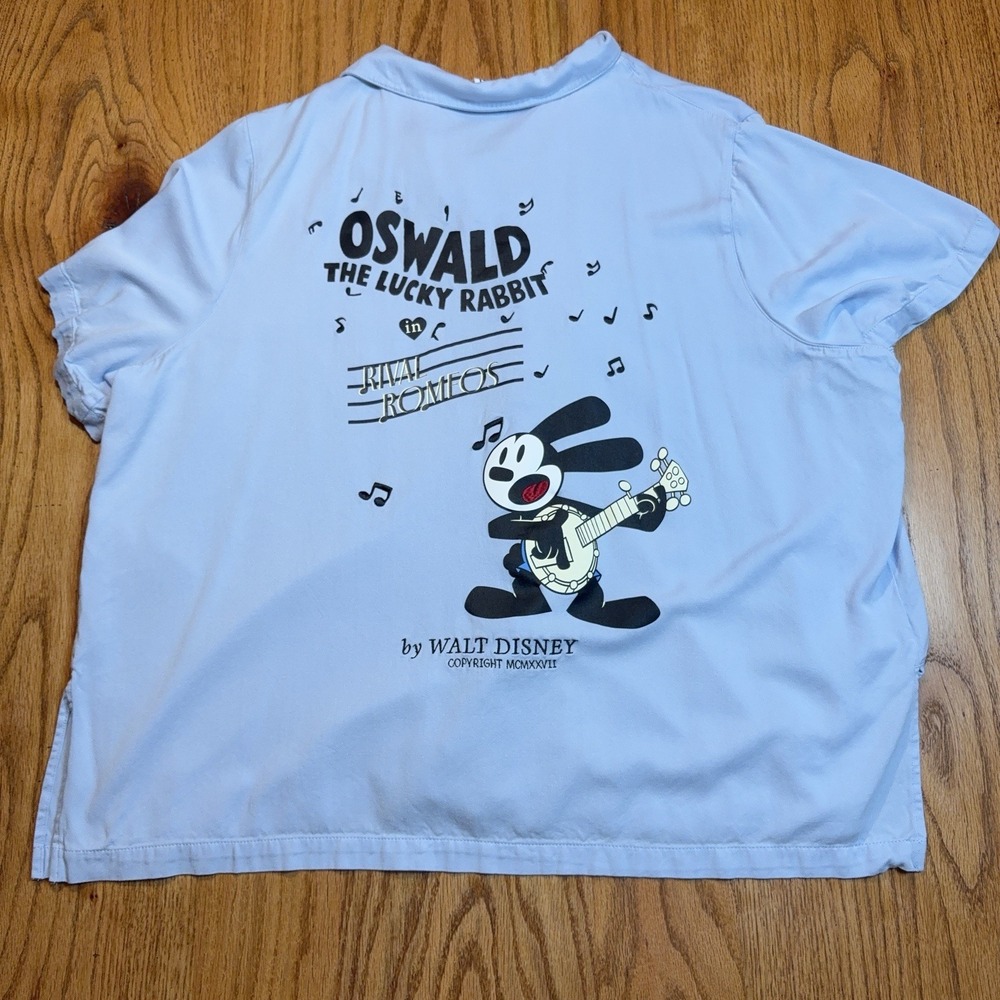 Disney Oswald The Lucky Rabbit Shirt Mens 3XL Blue Short Sleeve Camp